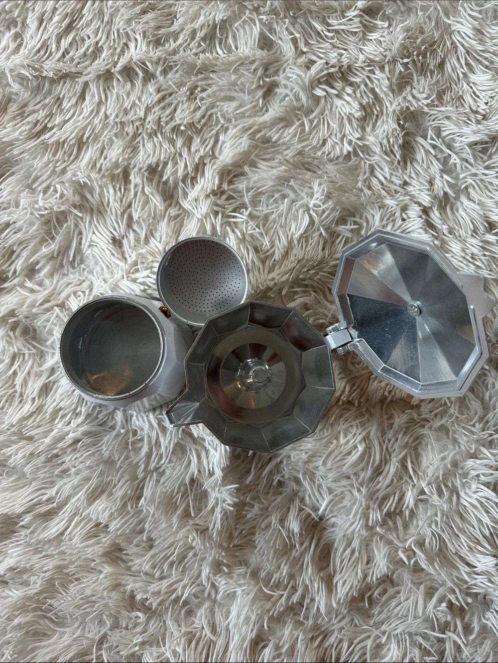White Enamel Moka Pot & Cups Set